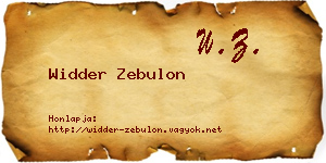 Widder Zebulon névjegykártya
